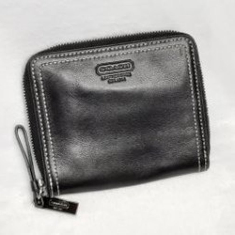 COACH Black Leather Mini Wallet